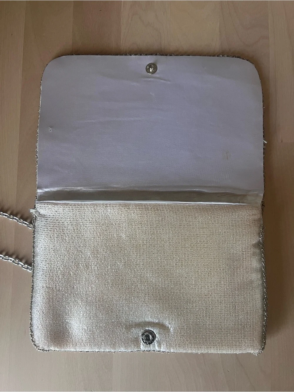 Vintage Cream Beaded Chain Shoulder Bag